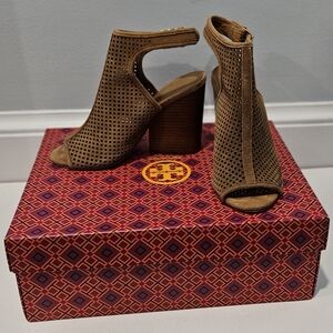 Tory Burch suede perforated bootie, 5.5